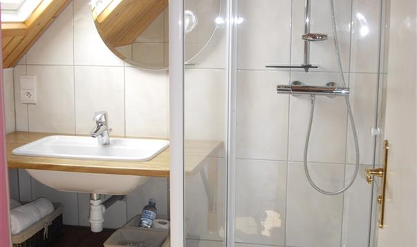 La salle de bains avec douche